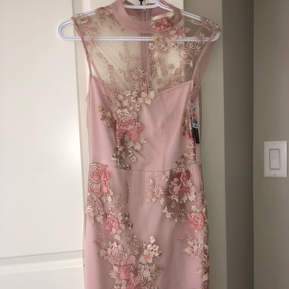 Dress pink embroidered rose NWT